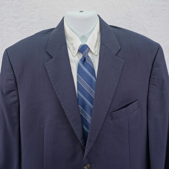Ralph‎ Lauren Blue Label Wool Cashmere Blazer Blue Birdseye 46L Tagged 48R
